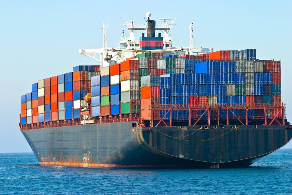 Freight containers stacked at a port